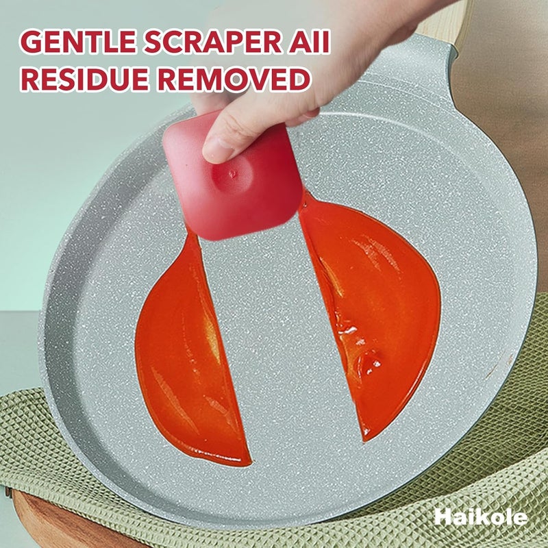 Haikole Pan Scraper 5PCS Plastic Scraper Set,Food Scraper Tool for Cast Iron, Pot and Pan Cleaning,Pan Scraper Tool for Cleaning Grease Burnt Food,Scraper Tool Kitchen (5, Red) - Image 3